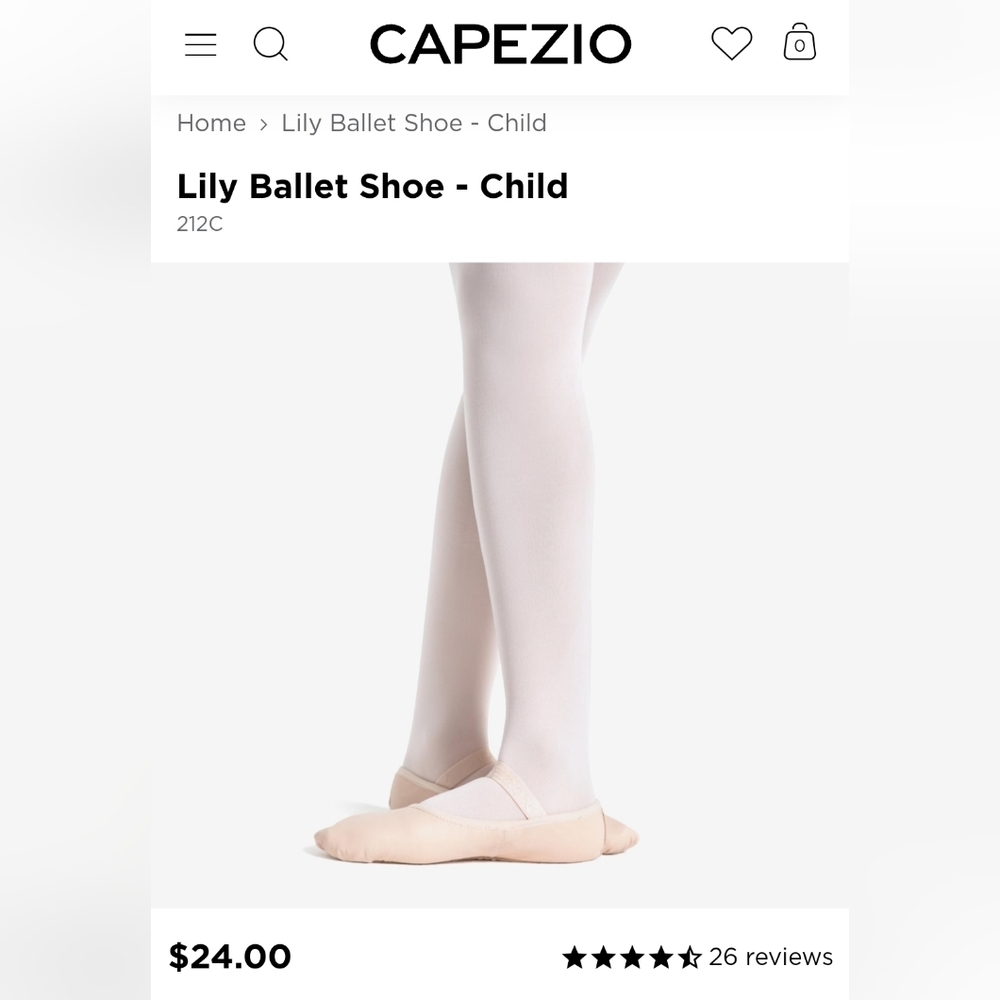 Capezio Children Ballet Shoe Lily 212C Leather NWT M W WW Ballet Pink